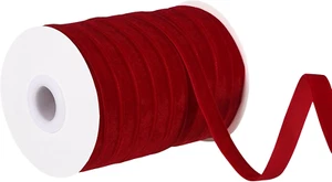 Red Velvet Ribbon 3/8 Inch 30 Yards Velvet Fabric Vintage Thin Ribbon for Choker - Picture 1 of 12