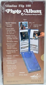 Slimline Flip 100 Photo Album 3.5x5.25 Flip Pockets hold 100 Pics Library Style - Picture 1 of 2