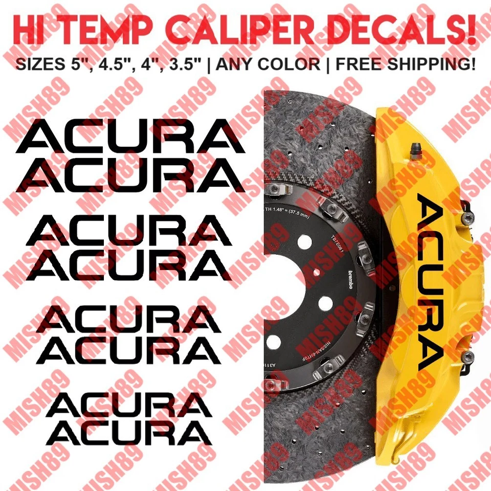 Acura Brake Caliper High Temp Decal Vinyl Sticker Automotive - 8 Stickers! - Image 1 of 1