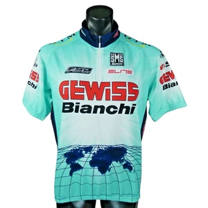 Santini Gewiss-Bianchi Cycling Jersey Men's Size 4XL Aqua Made in Italy 1/4 Zip - Imagen 1 de 16