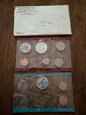 1968 Uncirculated Coin Set U.S Mint, Kennedy 40% Silver, 0.14790 ASW - Image 1 of 2