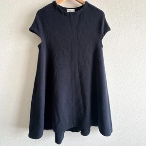 Balenciaga Wool A-line Cap Sleeve Knit Asymmetrical Dress Black Size FR/EU 36 - Picture 1 of 13