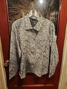 Chico's Heavy Button Shirt, Silver Textured Pattern, Size 3/ XL - Picture 1 of 7