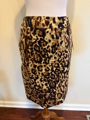 ¡NUEVO CON ETIQUETAS! Falda forrada hasta la rodilla con estampado animal Merona para mujer marrón negro beige talla 2 Foto 1 de 4