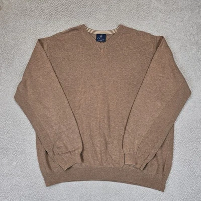 Suéter Pullover Tejido Cuello en V Marrón Cleveland Classics 100% Algodón Golf Hombres XL TG Foto 1 de 4