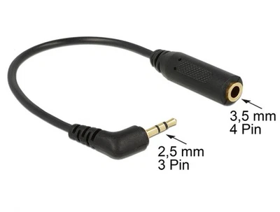 Adapterkabel Klinkenstecker 2,5mm 3 Pin gewinkelt - Klinkenbuchse 3,5mm 4 Pin - Bild 1 von 2