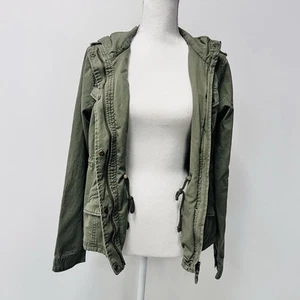 Prince & Fox Women Jacket Army Green Cotton Hooded Utility Large - Picture 1 of 6
