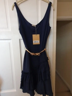 JOHN GALLIANO BLUE 100% Silk Dress Size 42 Elegant Knee Dress Party/weddings  — 第 1/4 张图片