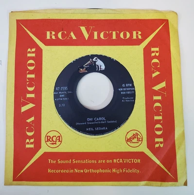 Neil Sedaka  OH! CAROL / ONE WAY TICKET (GREAT ROCK N ROLL 45) #7595 PLAYS VG++ — 第 1/4 张图片