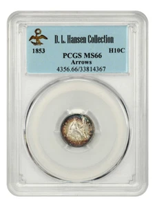 1853 H10c PCGS MS66 (Arrows) ex: D.L. Hansen - Picture 1 of 4