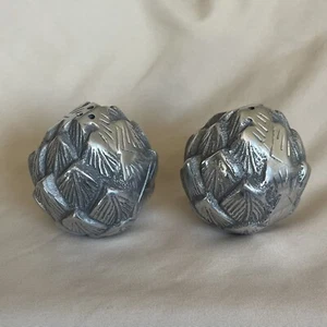Silver Metal Artichoke Salt & Pepper Shaker Set, 2.5in - Picture 1 of 10