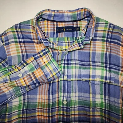 Ralph Lauren Hombre Manga Larga Con Botones 100% Lino Talla S Foto 1 de 4