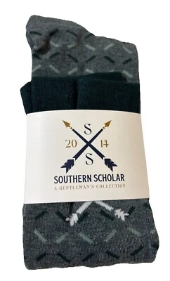 Calcetines de vestir Southern Scholar sobre la pantorrilla verde patrón X viscosa talla 7-14 $28 Foto 1 de 3