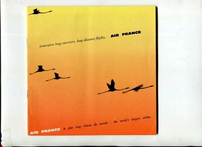 Mapas de ruta de aerolíneas de colección Air France 1965 vuelos de larga distancia Foto 1 de 3