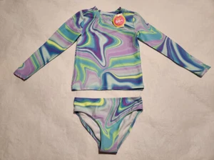 NWT Children's Place Girls Long Sleeve Rashguard Swimsuit 2PC - Picture 1 of 1