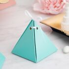 Turquoise 25 Pyramid Favor Boxes Satin Ribbons Wedding Party Events Decorations