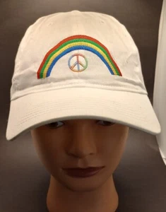 NWT Gay Pride LGBT Love Rainbow embroidery SnapBack White Baseball Hat Cap  - Picture 1 of 9