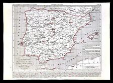 1849 Houze Map - Unified Spain Portugal - Madrid Lisbon Granada1492-1640 Baroque