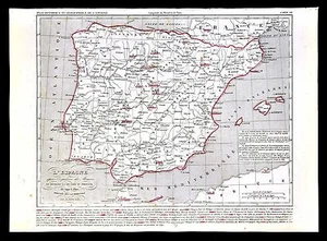 1849 Houze Map - Unified Spain Portugal - Madrid Lisbon Granada1492-1640 Baroque - Picture 1 of 1