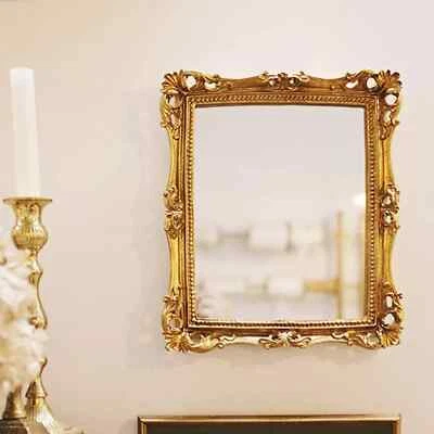 Ornate Gold Baroque Frame Mirror Luxury Elegant Small Rectangle Square Gold W... - Image 1 of 4