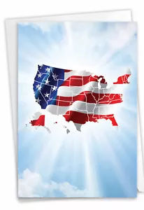 Independence Day 5"x7" Greeting Card w/ Envelope (1 Card) Flag Maps - July 4th - Picture 1 of 6