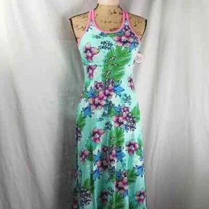 SO Strappy Maxi Long Colorful Tropical Floral Summer Print Dress Girls xs 7 8 - Picture 1 of 9