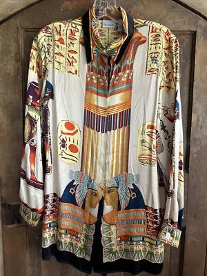 Blusa Top Spiegel Mujer 100% Seda Motivo Egipcio Talla Pequeña Mangas Largas Sensación Satinada Foto 1 de 4