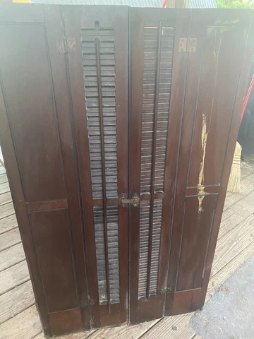 Vintage Inside Wooden Window Shutters Cover