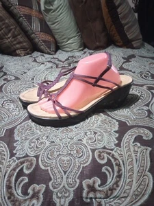 J-41 Lyon WOMEN'S PURPLE Braided Leather Casual Strappy Sandals Size 12M PRETTY - Picture 1 of 10