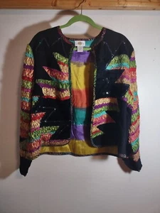 Sandy Starkman Women's L Blazer NWT Art to Wear Aztec Multicolor Pattern India - Picture 1 of 10