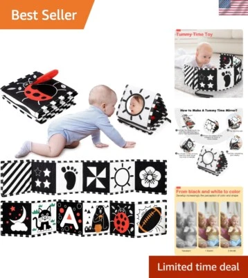 Мягкая детская книга с зеркалом — высококонтрастные игрушки Монтессори для новорожденных - Изображение 1 из 4