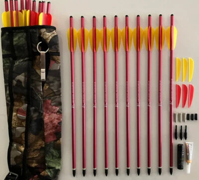 EK ARCHERY RESEARCH SET: 20 Alubolzen 16" 2018 rot Armbrustbolzen +Federn + Zubehör von Ek Archery
