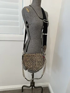 Arlington Milne Zara Saddle Suede Leather Cross Body Bag Leonard Animal Print - Picture 1 of 11