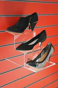 Estante de zapatos elevadores de 2 y 3 niveles de acrílico Perspex pantalla escalonada al por menor - Imagen 1 de 4