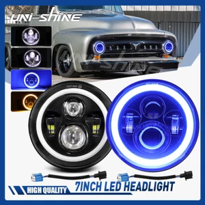 Blue DRL For 1953-1977 Ford F-100 F-250 F-350 Pickup 7inch LED Headlights Pair - Picture 1 of 10