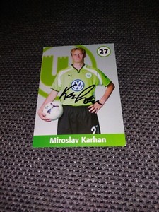 MIROSLAV KARHAN # VFL WOLFSBURG & SLOWAKIA - 6x4 AUTOGRAPHCARD ORIGINAL SIGNED
