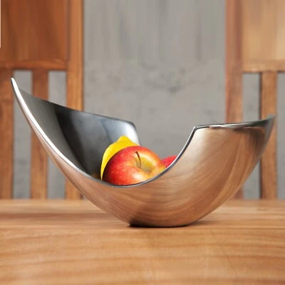 DEKO SCHALE ONDA | 24 cm, silber, Aluminium | geschwungene Obstschale            - Bild 1 von 4