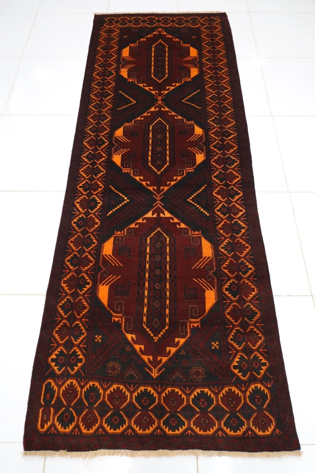 4x10 ft Hallway Tribal Runner Rug 3'8x9'11 Afghan Hand Knotted Wool Bedroom Rug - Image 1 of 4