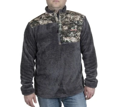 Mossy Oak Men’s Sherpa 1/4 Zip Pullover, Mossy Oak New Bottomland Medium - Image 1 of 3