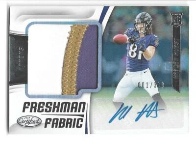 RARE 2018 PANINI CERTIFIED HAYDEN HURST ROOKIE AUTO RELIC CARD RC #220 ~ 001/399 - Image 1 of 2