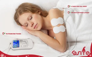 TENS Back Pain Relief Therapy Rechargeable EMS Massager with 8 Electrode Pads - Picture 1 of 9