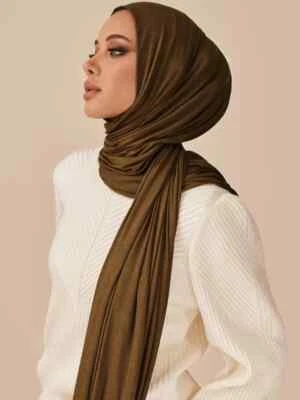 Jersey Head Scarf for Women Modal Cotton Style Long Tie Wrap Plain Stretchy - Image 1 of 4