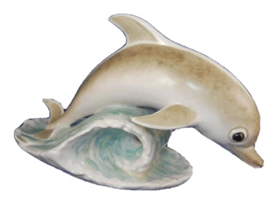 Nymphenburg Porcelain Dolphin on Wave Figurine Figure Porzellan Figur Delphin - Image 1 of 4