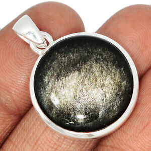 Natural Silver Sheen Obsidian 925 Sterling Silver Pendant Jewelry CP26809