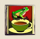 Frog Coffee Cigarette Case Business Card ID Holder Wallet Cafe Quirky Art Toad