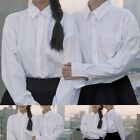Shirt Tops Student Blouse Daily Holiday Lapel S-3XL Solid Color White 1pcs