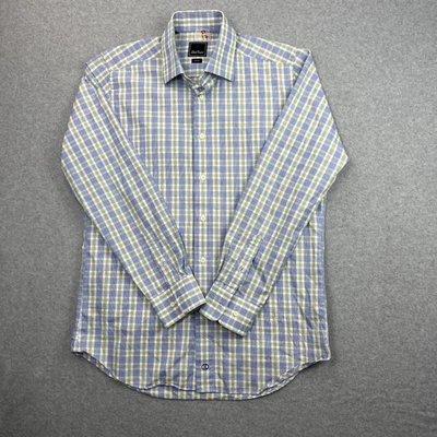 David Donahue Shirt Mens 16 34/35 Blue Green Plaid Trim Fit Cotton Button Front - Image 1 of 4
