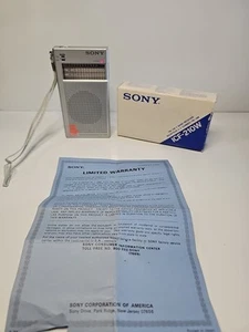 1980's Sony ICF-210W Pocket AM/FM Radio 2 Band Receiver New Old Stock Unused - Picture 1 of 11