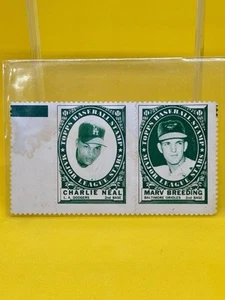 1961 Topps Baseball Stamp Charlie Neal Marv Breeding  - Picture 1 of 3