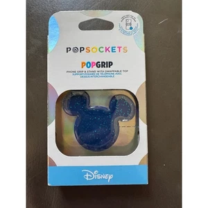 Disney Mickey Mouse Blue Glitter PopSockets PopGrip Phone Grip Swappable Top - Picture 1 of 2